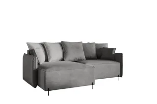 Ecksofa Schlafsofa BETTO Stoff Now or Never Dunkelgrau Ottomane Links
