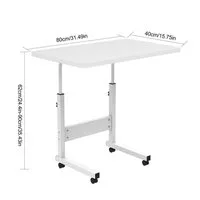 JEOBEST Computertisch Beistelltisch Höhenverstellbar 80x40x(69-89)cm Laptoptisch auf Rollen, Mobiler Beistelltisch Pflegetisch für Bett und Sofa