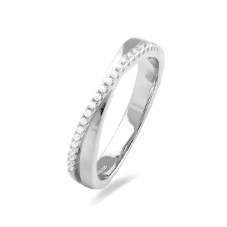 Luxenter Ring aus 925er Sterlingsilber mit Zirkonia, rhodiniert – Sabuk