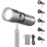 Neewer LED Taschenlampe FL10 RGB Taschenlampe, LED Spotlight, 4 Farben/20 GOBO Filter (Packung), 7500mAh, USB C Kabel, 10W 6300K Videospot für Foto Studio Fotografie