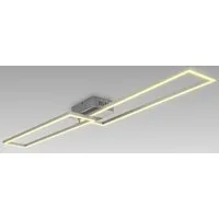 B.K.Licht LED Deckenleuchte BK_FR1502 Frame LED-Deckenlampe, 2-flammig, Schwenkbar, Chrom-Alu, LED fest integriert, Warmweiß, 40W, Büroleuchte, 3000 K Warmweißes Licht, 110x24,8x8 cm (LxBxH)