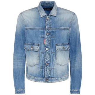 Dsquared2 Heritage Boxy Jeansjacke Marineblau