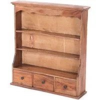 DESIGN DELIGHTS Wandregal WANDREGAL "NELIA", Altholz massiv Holz, 62 cm, Küchenregal mit Schub