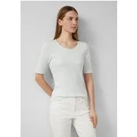 s.Oliver Kurzarmshirt T-Shirt Geripptes T-Shirt im Slim Fit mit Stickerei