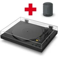 Sony PS-LX5BT Plattenspieler + SRS-XB100 Bluetooth-Lautsprecher Plattenspieler (Riemenantrieb, Bluetooth, Vollautomatik, Riemenantrieb, Tonabnehmer, Hi Res Wi, Phono Vorv)