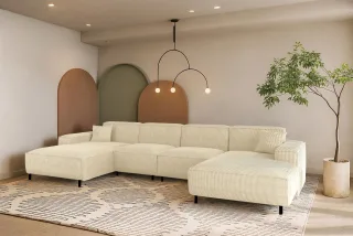 Wohnlandschaft Sofa U-Form GLORIA in Stoff Scala Creme
