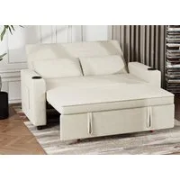 HOMALL Sofa Doppelschlafsofa, kompaktes Klappsofa, ausziehbares Schlafsofa, 5-fach verstellbare Rückenlehne, ausziehbares Sofa mit zwei Getränkehaltern, geeignet für Wohn- und Schlafzimmer