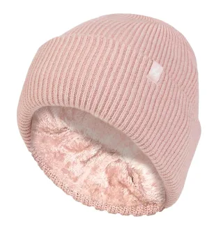 Damen Fleece gefütterte gerippte Überwurfmütze | Wärmehalter | Thermomütze für den Winter - Dusky Pink