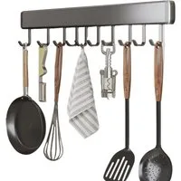 PFCTART Hakenleiste Hakenleiste Küche 30/40/50cm,Küchenhalterung ohne Bohren, (Set, 1 St., Aluminium küche Hakenleiste, Matte Oberfläche, Schwarz), Abnehmbarer Haken, rostfrei, stark und langlebig