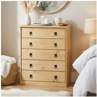 CARO-Möbel Kommode BARRIO, Kommode Sideboard High Anrichte Schubladenschrank Mexiko Stil Landhaus
