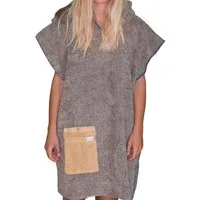 Lou-i Badeponcho Badeponcho Herringbone unisex Made in Germany, Kapuze, Tasche mit Knopf, mit Kapuze und Tasche