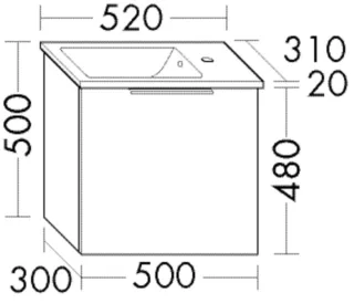 Burgbad Keramik-Waschtisch+Waschtischunterschrank Eqio Eiche Dekor Baumwolle/Alpinweiss SGZJ052F7344C0001