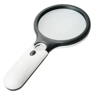 3X 45X Mini Handheld Magnifier Dual Lens 3 LED Light Magnifying Glass Effective Lens Diameter 75MM and 22MM Brightness A