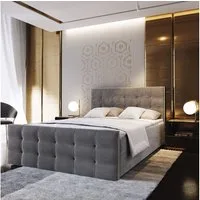 Masseno Boxbett AMON 180x200 cm mit Bonell Matratze und Topper, Doppelbett, Polsterbett mit Kopfteil, Boxspringbett