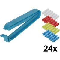 Koopman Verschlussklammer 3 x 8 er Clips Beutelclips Kunststoff 24er Set (Set, 24-tlg., Packung), 10cm lang, 6x Grün, 6x Rot, 6x Weiß, 6x Blau