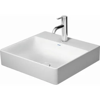 Duravit DuraSquare Möbel-Waschtisch geschliffen 2353500073 50x47cm, ohne Überlauf, mit Hahnlochbank, 3 Hahnlöcher, weiß