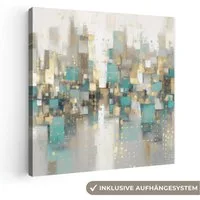OneMillionCanvasses® Leinwandbild Abstrakt - Blöcke - Gold - Skyline, Fotodruck (1 St), Wandbild, Deko Schlafzimmer Wohnzimmer Flur 20x20 cm