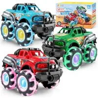 Vroomix Spielzeug-Monstertruck Vroomix 3er-Pack Monster Truck mit LED-Leuchträdern für Kinder, (3-tlg)