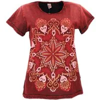Guru-Shop T-Shirt Boho T-Shirt mit Mandaladruck, Stonewashed.. Festival, Ethno Style, alternative Bekleidung