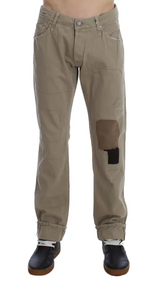 Huit Hommes Beige Coton Patchwork Jeans
