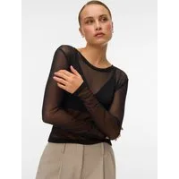 Vero Moda Langarmshirt VMLOVA LS MESH TOP JRS NOOS Materialmix, slim fit