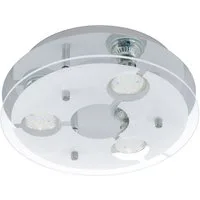 EGLO Deckenleuchte CABI Deckenlampe, Edelstahl und Glas, GU10, Wohnzimmerlampe, Lampe, LED wechselbar, Warmweiß, Deckenleuchte, Flur, H8,5 x Ø27cm, chrom, weiß, klar, 3X2,8W inkl.