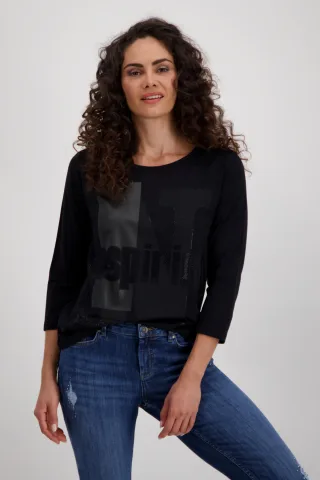 monari - Schirt mit tonigem Print schwarz - Gr. - 40