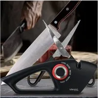 shop'n smile ideoon Messerschärfer 5-in-1 für glatte & gezahnte Klingen - Scherenschärfer mit Einstellrad, Multischärfer zum schleifen von Messern und Scheren
