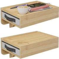 relaxdays Nachttisch Klemmbarer Nachttisch aus Bambus 2er Set, natur