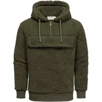 Amaci&Sons Kapuzenpullover RUXTON Windbreaker mit Teddyfell Herren Teddy Sweatjacke Plüsch Hoodie Pullover Windbreaker