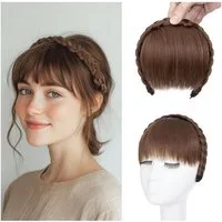 LuxusKollektion Kunsthaar-Extension Stirnband Pony Fransen Front Haar Perücke Haarteil Hellbraun