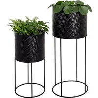 relaxdays Blumenständer Metall Blumenständer 2er Set, schwarz