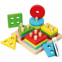 Ludo Lab Steckspielzeug Holzspielzeug Motorik Sortierspielzeug, (17-tlg), Montessori Steckspiel für Kinder Sortierspiel für Farben & Formen