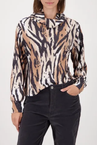monari - Sweatshirt mit Tigermuster whisky gemustert - Gr. - 44