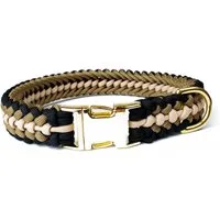 Tierluxe Hunde-Halsband Leo, Steckschnalle Gold, Paracord, Handgemacht, Schnellverschluss