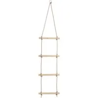 Wickey Spielturm-Spielzeugset Strickleiter für Kinder mit 4 Sprossen - Ideal für kreative Abenteuer, (Hängeleiter mit 4 Holzsprossen zur Förderung der Motorik, Lieferung vormontiert, sofort einsatzbereit - maximales Gewicht 70 kg), Massivholz-Sprosse