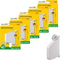 SCHELLENBERG Aufputz-Gurtwickler Aufschraubwickler für das Rollladensystem Mini, Gurtbreite 14 mm, Set, 5-tlg., schwenkbar, mit vormontiertem Rollladengurtband, braun oder weiß