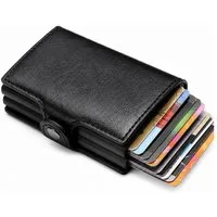 Fyrove Mini Geldbörse Herren RFID Slim Wallet, Pop-up Kartenetui mit 2 Kartenfächern (Einzelartikel), 2 Pop-up-Kartenfächer, RFID-Schutz, Platz für bis zu 12 Karten