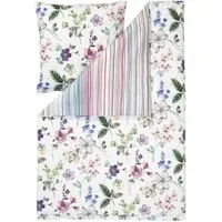 Estella Bettwäsche Lily 4747 985 Multicolor, Mako-Satin, 2 teilig, geblümt, Blumen, gestreift