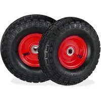 relaxdays Sackkarren-Rad Sackkarrenrad 2er Set 4.10 3.50-4, Schwarz-Rot