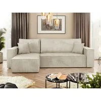 MIRJAN24 Ecksofa Karl Cord, mit Bettkasten und Schlaffunktion, Ottomane universal, Dekorative Kissen-Set