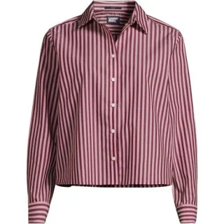 Kurze, bügelfreie Hemdbluse für Damen, Damen, size: regular, Weiß, Baumwolle, by Lands' End