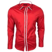 Baxboy Langarmhemd Baxboy Herren Hemd Kentkragen Hemden Slim Fit mit Kontrasten Farbe