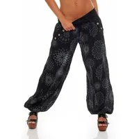 malito more than fashion Haremshose malito Damen Pumphose mit Print, leichte Stoffhose inkl. Gürtel, Pumphose Aladinhose mit Print Einheitsgröße