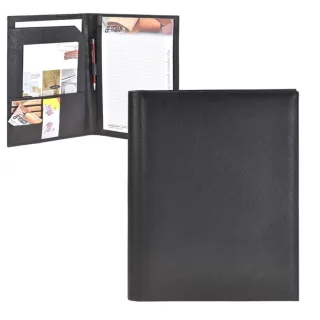 Schreibmappe A4 Leder schwarz | Sonnenleder Konferenzmappe Tolstoi für Tagungen und Meetings