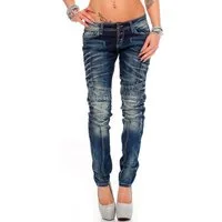 Cipo & Baxx Slim-fit-Jeans Damen Slim Fit Hose Stonewashed BA-WD255 Aufwendig verzierte Hosenbeine