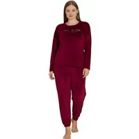fashionshowcase Schlafanzug Damen Hausanzug aus Samt - Pyjama Set für Herbst & Winter (2 tlg) Samt-Set mit Schriftzügen, weich & warm