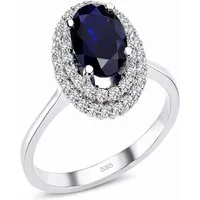 EinStein Diamant Diamantring Diamant Oval Saphir Entourage Halo Ring 14 Karat Weißgold