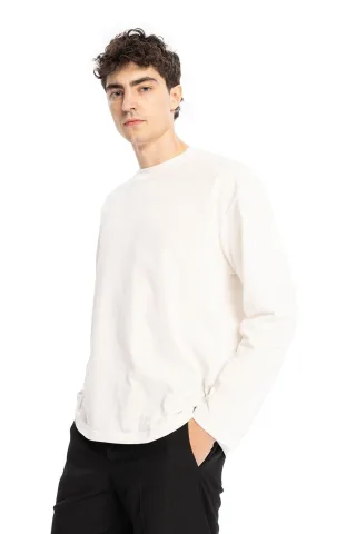 Komfort Fit Langarm Crew Neck T-Shirt