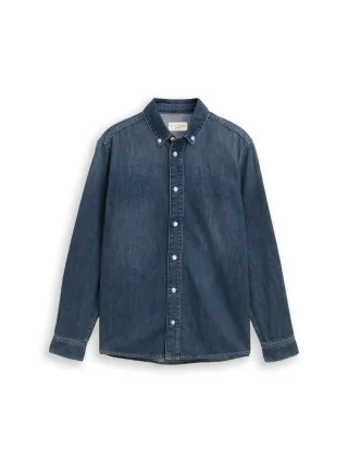 Tom Tailor - Regular Fit Jeanshemd used dark stone blue denim - Gr. - XL